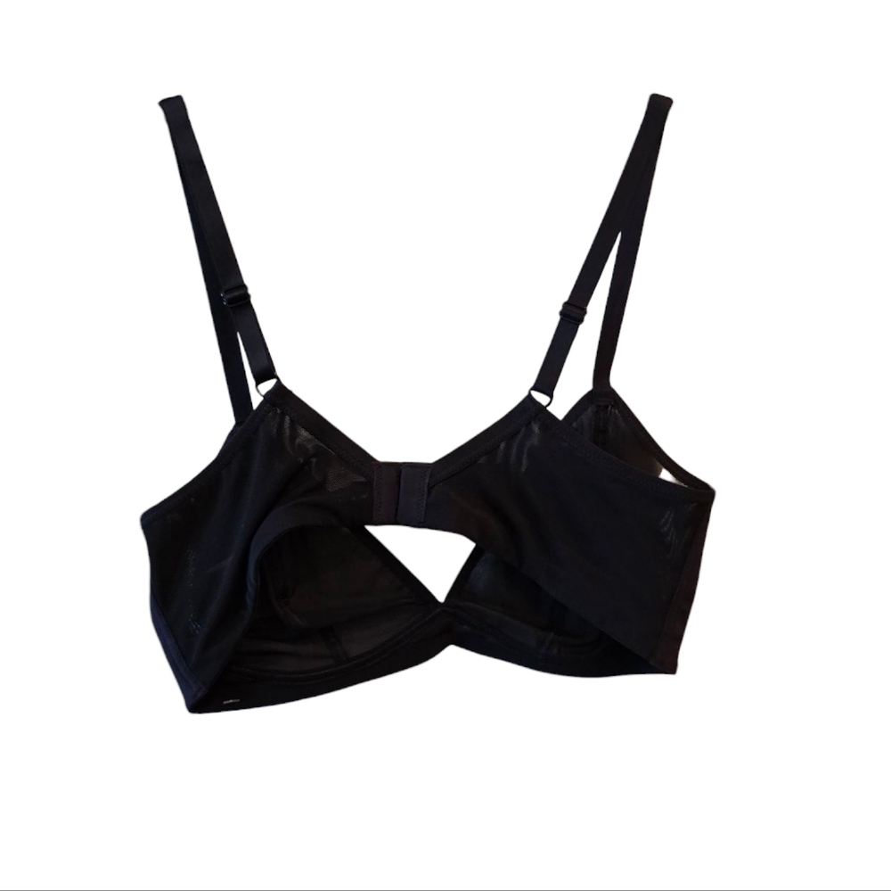 💜 KNIX Mesh Deep V Bra Black Large NWT - Picture 4 of 9